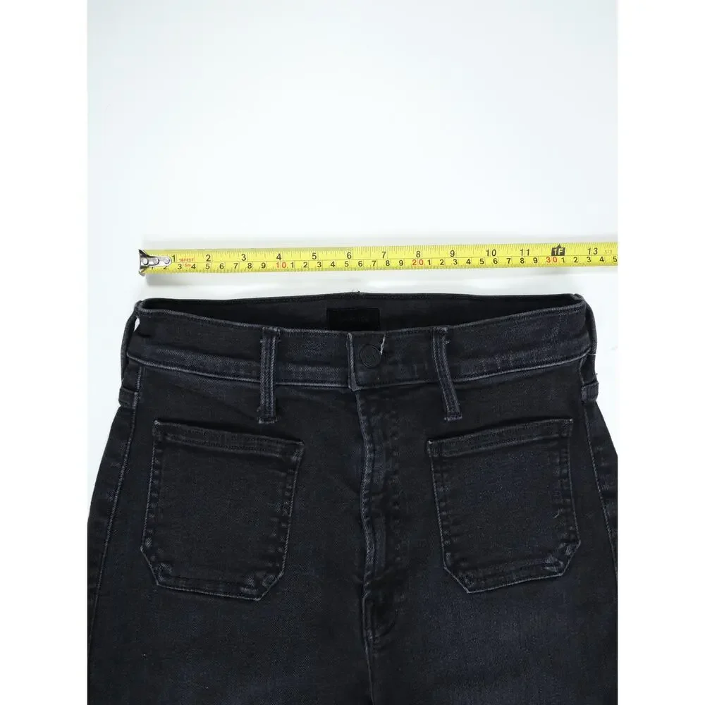 MOTHER Rambler Zip Sneak Washed Black Straight Leg Jeans Patch Pocket 25 Capsule - Picture 14 of 16